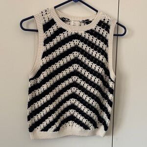 a new day Black and White Knit Top